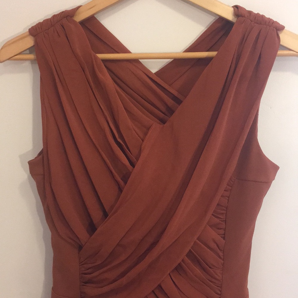 Thml Modcloth Rust-Colored Sheath Midi Dress Xs - image 2
